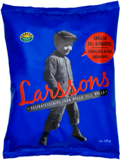 Larssons Chips Gräddfil, Dill & Gräslök, 125g