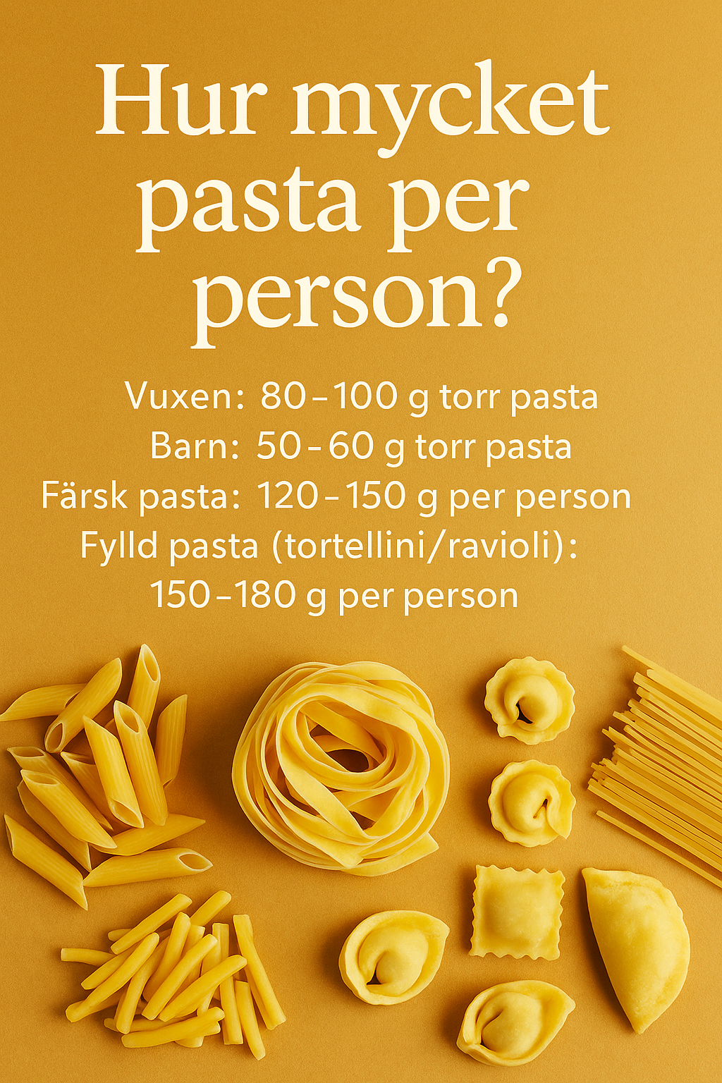 Hur mycket pasta per person? (Snabbguide + tabell)